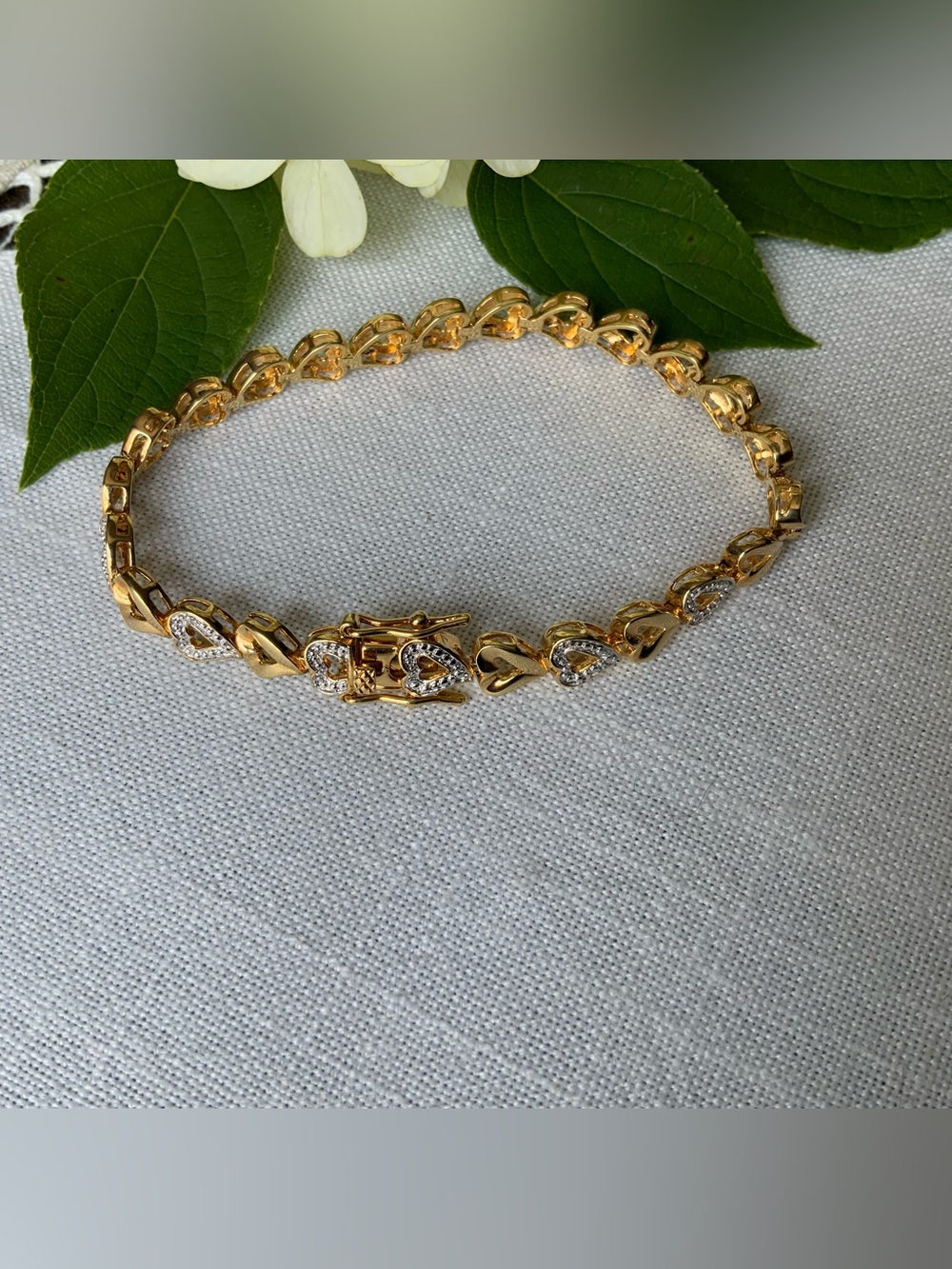 CLOSET CLEAR OUT- JTV 925 Sterling Silver Gold Clad Two Tone Heart Bracelet NWOT - Picture 7 of 9
